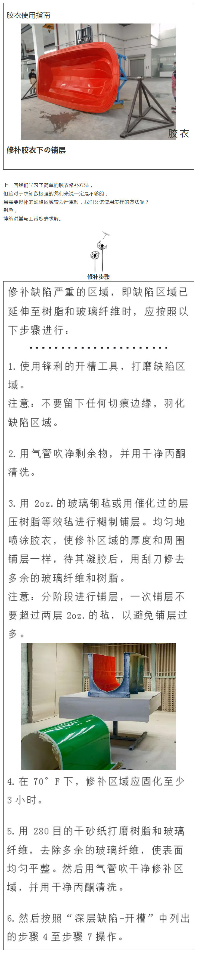 【广东博皓产品技术课堂】胶衣使用指南——修补胶衣下的铺层-1
